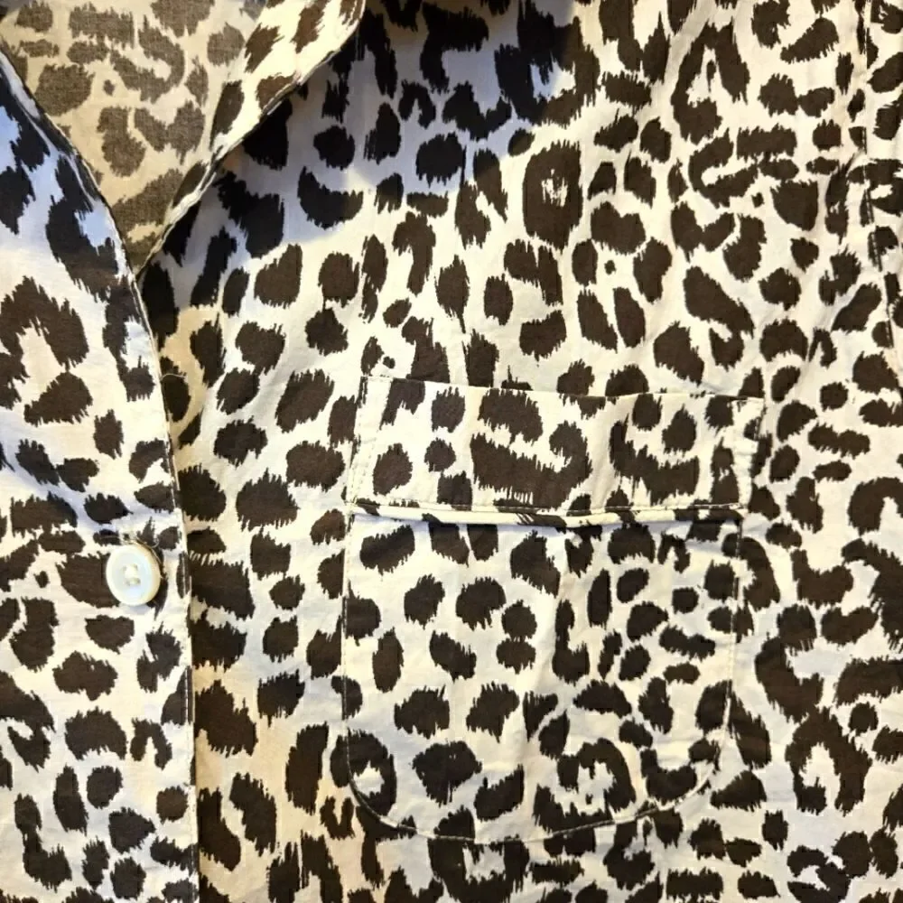 J Crew Animal Print Cotton Camp Shirt Sz XSMALL